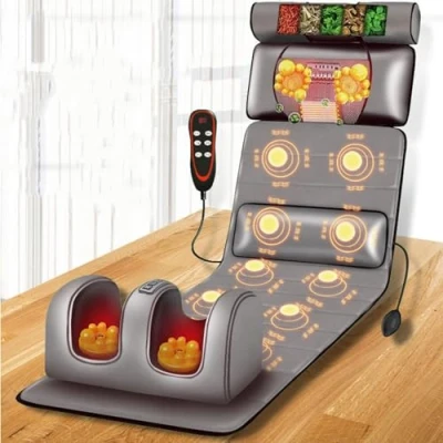 Image of Massage Mat with Heat 10 Vibrating Nodes Full Body Adjustable Pillows Heating Pads, Massager for Neck and Back Muscle Relaxation(Grey)