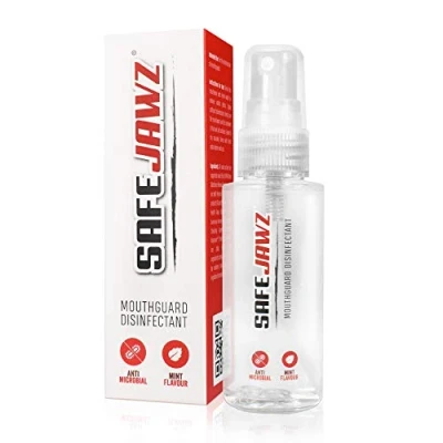 Image of SafeJawz Anti Microbial Disinfectant Cleaner and Freshener Spray for All Sports Gum Shields, Mouth Pieces Mouthguards 50ml Bottle