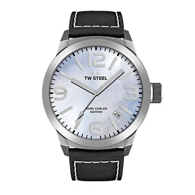 Image of TW Steel Marc Coblen Edition with Leather Strap and Date Stainless Quartz 42 mm, silver coloured/black, Strap.