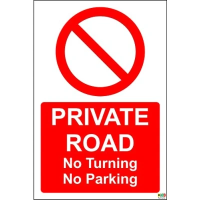 Image of Private Road no Turning Parking Sign 1.2mm Rigid Plastic 300mm x 200mm