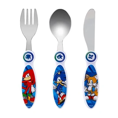 Image of Zawadi Global Sonic The Hedgehog Children&#039;s Kids 3pcs Cutlery Set Knife/Fork/Spoon