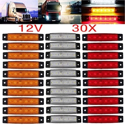 Image of KYYET LED Side Marker Lights 6 2835 SMD Clearance Lamps for Truck Trailer RV Campervan Pickup Tractor Lorry SUV Boat 12V DC Shockproof (10 pcs red+10 white +10 amber)