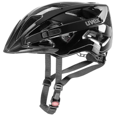 Image of uvex Active Secure All Round Bike Helmet for Men &amp; Women Individual Fit Upgradeable with an LED Light Black Shiny 56 60 cm