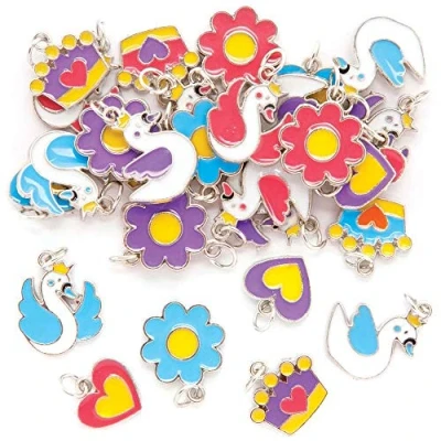 Image of Baker Ross AX874 Swan Princess Charms Pack of 30, Perfect for Kids to Make Jewellery and Brooches This Spring