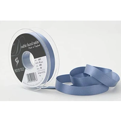 Image of Berisfords Double FACE Poly Satin Ribbon, Moonlight, 15 mm