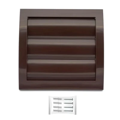 Image of H&amp;C Vent Brown Ventilation Gravity Grille 153mm with 100mm 4 inch connector│ Air Covers Flaps and Insect Protection │ Extractor Cover for Duct Pipe, Wall, Window Inside Outside use