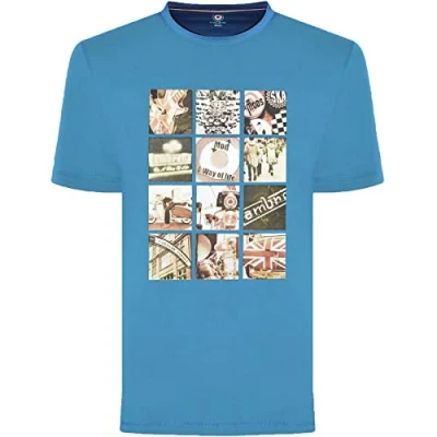 Image of Lambretta Mens Photo Print Retro T Shirt 3XL Blue