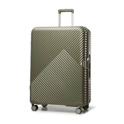 Image of WITTCHEN Travel Suitcase Carry On Cabin Luggage Hardshell Made of Polycarbonate with 4 Spinner Wheels Combination Lock Telescopic Handle GL Style Line Size Large Olive Green