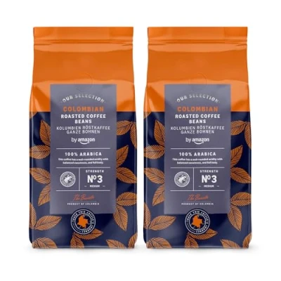 Image of by Amazon Colombian Coffee Beans, Medium Roast,1Kg (2 Packs x 500g) Rainforest Alliance Certified