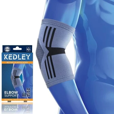 Image of KEDLEY Elbow Support Sleeve Premium Elasticated Compression Band Tennis Elbow, Golfers Tendonitis, Joint Pain and Arthritis Ideal for Sports Everyday Activities (Junior (S/M)