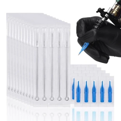 Image of ATOMUS 100pcs Disposable Mixed Tattoo Needles Assorted Sterilized Tips 10pcs of each 3rl 5rl 7rl 9rl 3rs 5rs 7rs 9rs 5m1 7m1 3RT 5RT 7RT 9RT 3DT 5DT 7DT 9DT 5FT 7FT
