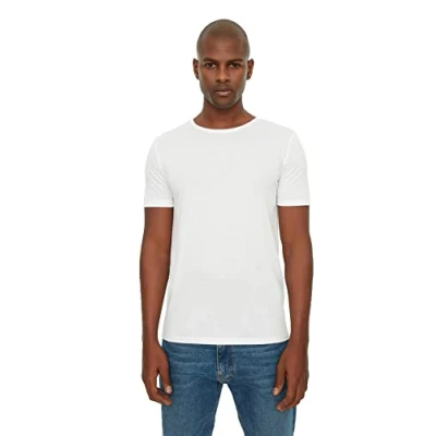 Image of Trendyol Man Basics Regular fit Basic Crew Neck Woven T Shirt White
