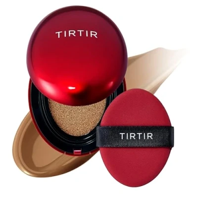 Image of TIRTIR Mask Fit Red Cushion Foundation Full coverage, Weightless, Skin fit, Satin Glow Finish, Korean Makeup, beauty, Tattoo cover up, Buildable (#43N Deep Cocoa, 0.63 Fl Oz)