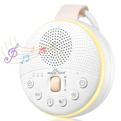 Image of Easy@Home White Noise Machine: Portable Baby Sound Machine 34 Soothing Lullabies &amp; Nature Sounds 3 Timer Set Night Light Essentials for Newborn High Exact Roller Volume Control USB