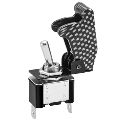 Image of Heschen Metal Toggle Switch Flick Flip, 12V 20A, SPST, ON/OFF 2 Positon, Pin, with Waterproof Cap (Black CAP)