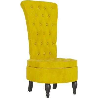 Image of vidaXL High Back Chair Yellow Velvet Button Design