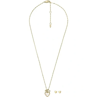 Image of Fossil Set for Women , Length: 420mm+50mm, Width: 9.7mm, Height: 10.2mm Gold Mother of Pearl, Stainless Steel Set, JF04246SET