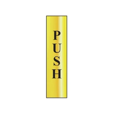 Image of Scan SCA6032 Self adhesive brass effect sign Push (vertical) 50 x 200mm