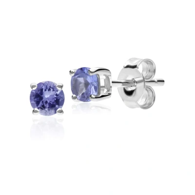 Image of Classic Round Tanzanite Stud Earrings in 9ct White Gold 3.5mm