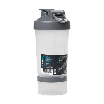 Image of Chef Aid 500ml Shaker Bottle, Perfect for Protein Shakes, Vitamin Drinks and Supplements, Suitable Hot Cold Drinks, Freezer Safe, BPA Free