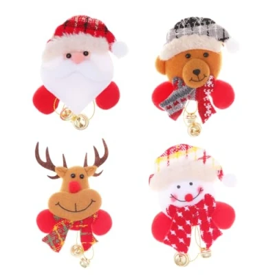 Image of Amosfun Christmas LED Flashing Brooch Pin Xmas Badge for Children Gift Party Favors 4pcs
