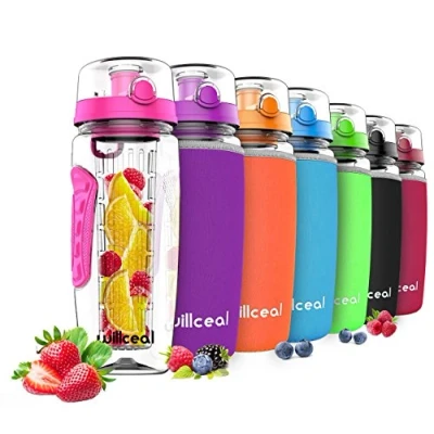 Image of willceal Fruit Infuser Water Bottle 32oz Durable,Large BPA Free Tritan,Flip Lid, Leak Proof Design Sports, Camping (Pink)