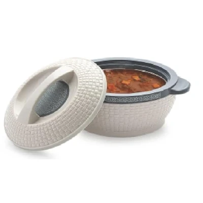 Image of Insulated Hot Pot Casserole Food Serving Dish with Lid, Double Wall. Stainless Steel 17 cm Diameter (Grey 7.5 Deep 2500ml)
