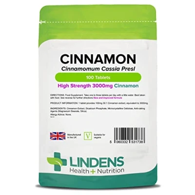 Image of Cinnamon Tablets; 3000mg Double Pack 200 Tablets (Cinnamon bark Extract)
