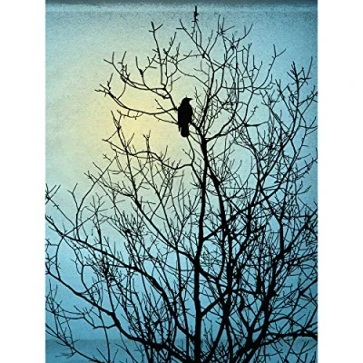 Image of Wee Blue Coo Raven Tree Silhouette Large Wall Art Poster Print Thick Paper 18X24 Inch