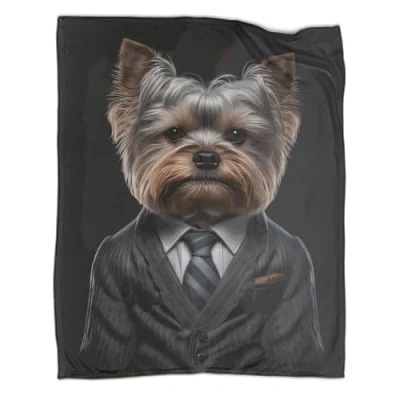 Image of Uvywail Adults Kids Flannel Blanket 3D Yorkshire Terrier Theme Fleece Blankets Soft Lightweight Warm Plush for Children Gifts 50x60inch(127x152cm)