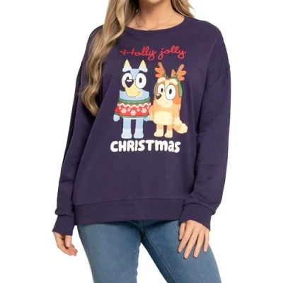 Image of Bluey Christmas Jumper Xmas Womens Sweatshirt for Women Cotton Small Blue