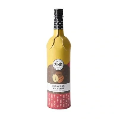 Image of World of Zing Espresso Martini Ready to Drink Vodka Cocktail Premium Pre Mixed Blend Eco Friendly 70cl Bottle