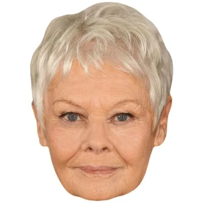 Image of Judi Dench (Grey Hair) Celebrity Mask, Flat Card Face, Fancy Dress Mask