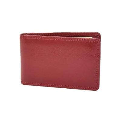 Image of Soft Real Leather Credit Card Holder Oyster Bus Pass ID Bifold Slim Wallet AV5 (Red)