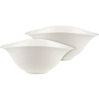 Image of Villeroy &amp; Boch Vapiano salad dish set, 2 pcs. Tableware premium porcelain, dishwasher safe, microwave white