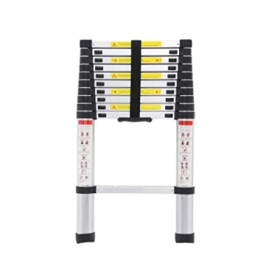 Image of Telescopic Ladder 3.2m Multi purpose Folding Aluminium Ladder, 11 Step EN131 Extendable for Indoor Outdoor, 150 kg Capacity