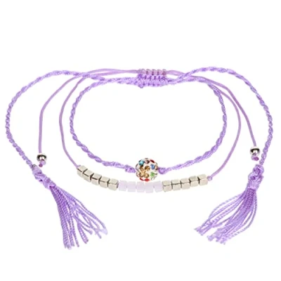 Image of Stands Out, Supplying Outstanding Gifts Aloha Girls Womens Purple Lilac Gem Beaded Anklet Ankle Bracelet Adjustable Beach Bead Foot Jewellery
