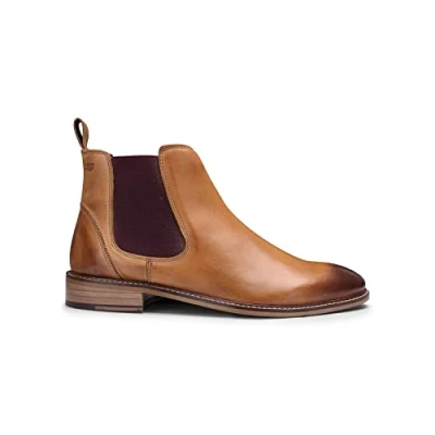 Image of Mens Real Leather Chelsea Dealer Boots Slip On Smart Casual Retro Vintage Blinders Classic Tan 9