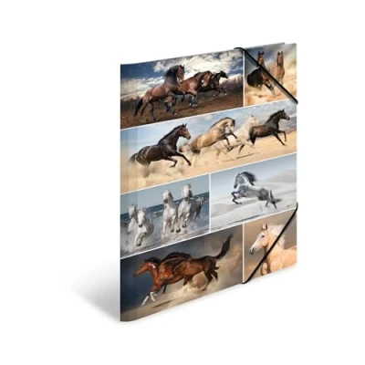 Image of HERMA Elastic Folder Animals with Horses Motif, A3, Sturdy Cardboard, Inner Print, 1 Span