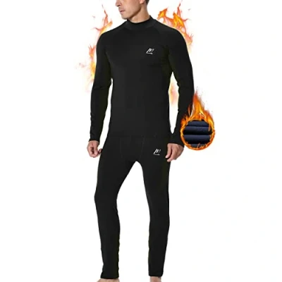 Image of MeetHoo Men&#039;s Thermal Underwear Set, Fleece Lined High Neck Base Layer Compression Long Johns for Winter Running Skiing Camouflage