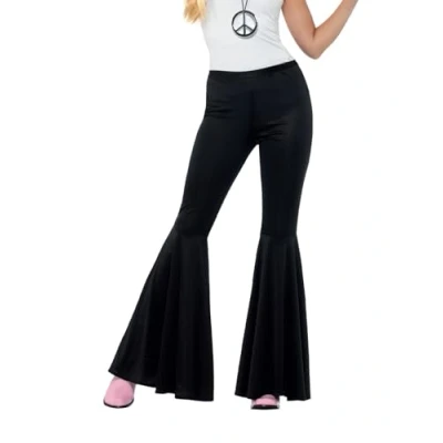 Image of Smiffys Flared Trousers, Ladies, Black , 1960&#039;s Groovy Fancy Dress, 1960s Dress Up Costumes