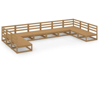 Image of vidaXL 10 Piece Garden Lounge Set Solid Pinewood