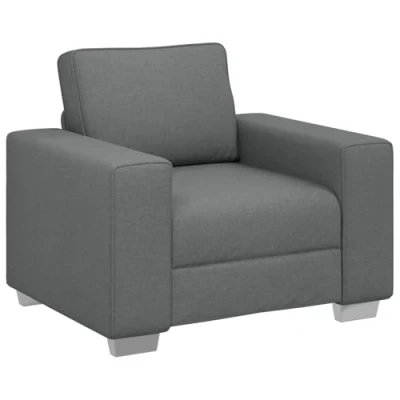Image of vidaXL dark grey armchair plush fabric seating with wooden frame design for living room/resting nook