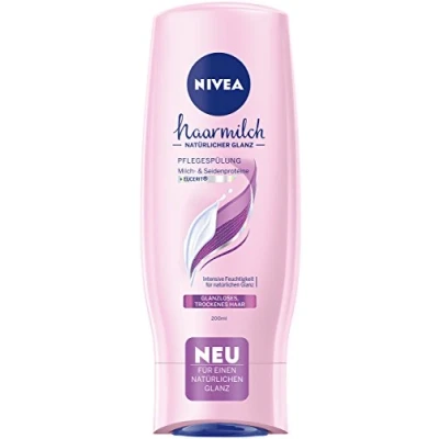 Image of Nivea Natural Shine Conditioner Hair Milk in Pack of 6 (6 x 200 ml), for through Healthy Hair, Nourishes From Inside and Outside with Valuable Ingredients