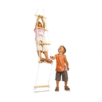 Image of Eichhorn Kids Rope Ladder Climbing Frame with Wooden Rungs, 170 cm, up to 60 kg