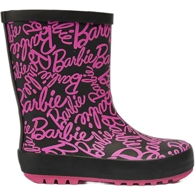 Image of Barbie Girls Kids Wellies Childrens Rubber Wellington Rain Boots Snow Welly (Pink, UK Footwear Size System, Little Kid, Numeric, Medium, 11)