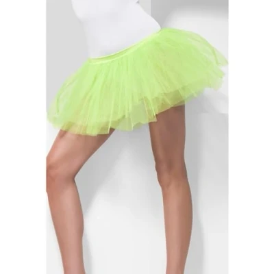 Image of Smiffys Tutu Underskirt, Neon Green 4 Layers, 30cm Long, Fever Tutu&#039;s &amp; Petticoats Fancy Dress, Dress Up Accessories