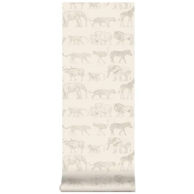 Image of Boutique Cream Animal Safari Wallpaper