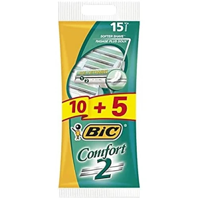 Image of Bic Men’s Comfort 2 Razor, 1 Pack of 10 + 5