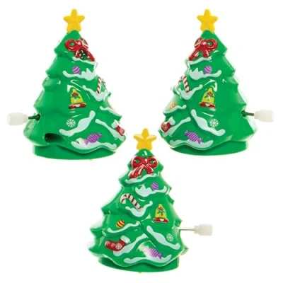Image of Baker Ross FX881 Spinning Christmas Tree Wind Ups Pack of 4, Arts and Crafts Kits for Kids